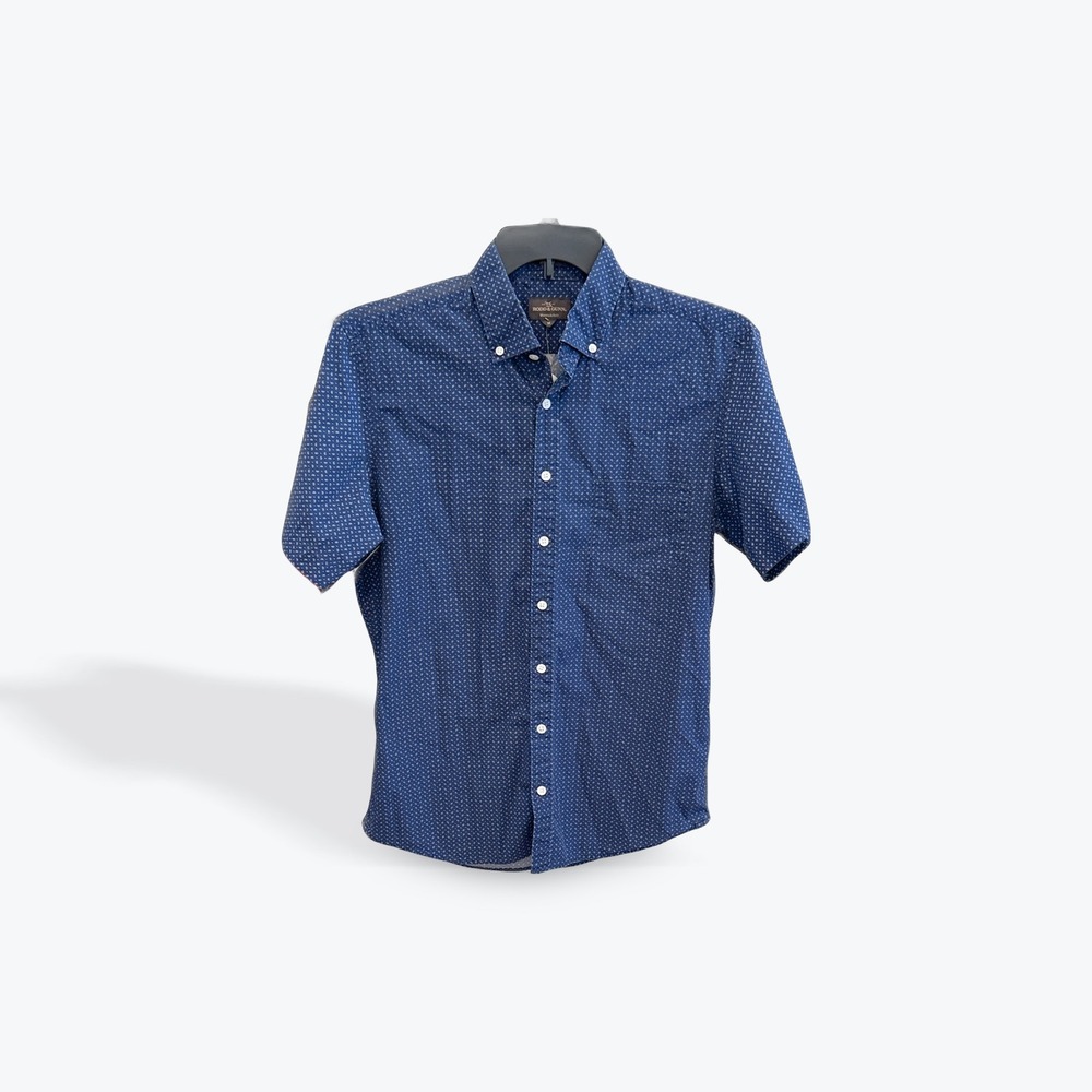 Rodd & Gunn Mens Blue Paisley Print Short Sleeve Button Down Shirt Sports Fit M